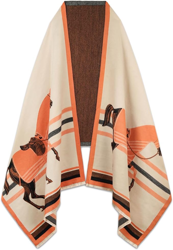 EXTREE Scarfs for Women Pashmina Silky Shawl Wrap for Evening Dressing Blanket Open Front Poncho Cape