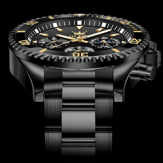 OLEVS Mens Watches Big Face Stainless Steel Waterproof Date Analog Quartz Watches Fashion BusinessWrist Watches for Men…