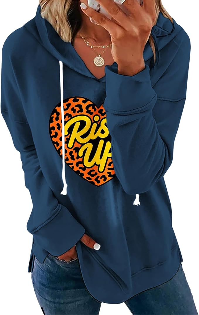 Women's Brown Mandala Print Hoodie Long Sleeve Loose Fit Tunic Top with Drawstring Side Split for Fall Winter