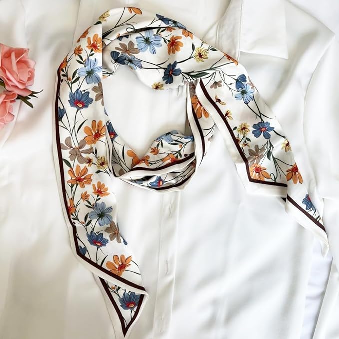 Silk Head Scarf for Hair Fashion Headwrap for Women Lightweight Neck Tie