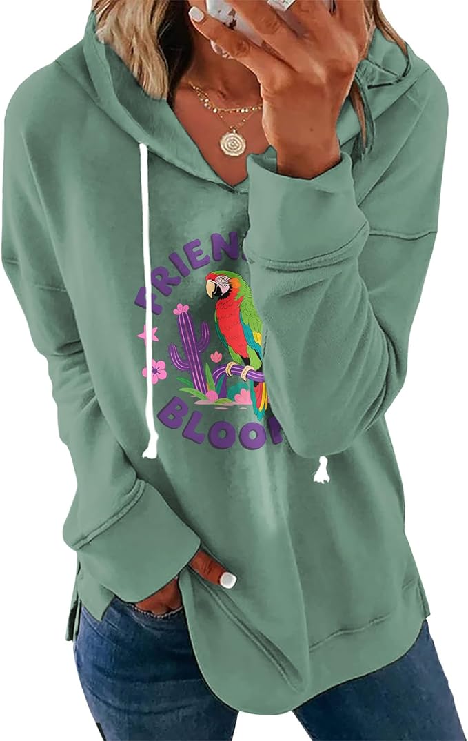 Women's Brick Red Hoodie Pullover Sweatshirt Cotton Blend Loose Fit Long Sleeve Fall Winter Top