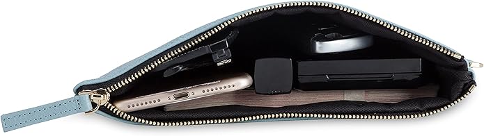DORIS&JACKY Lambskin Leather Wristlet Clutch Purse for Women Soft Designer Slim Cell Phone Pouch Bag with Detachable Strap