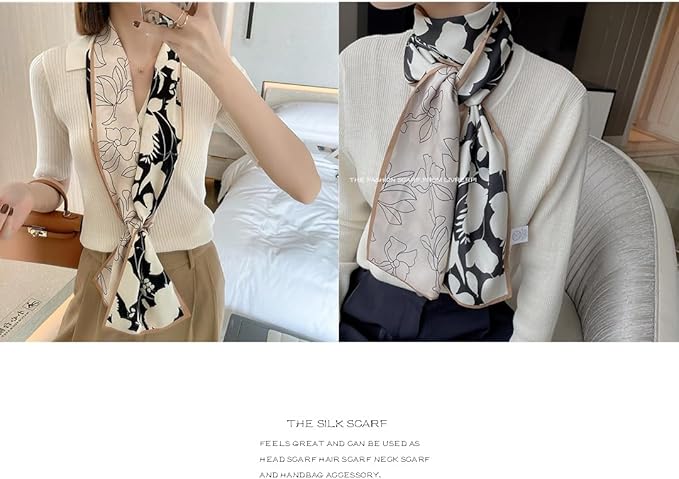 Livrerpi Silk Feeling Head Scarf Fashion Satin Hair Scarf Square Long Scarves for Women Gifts