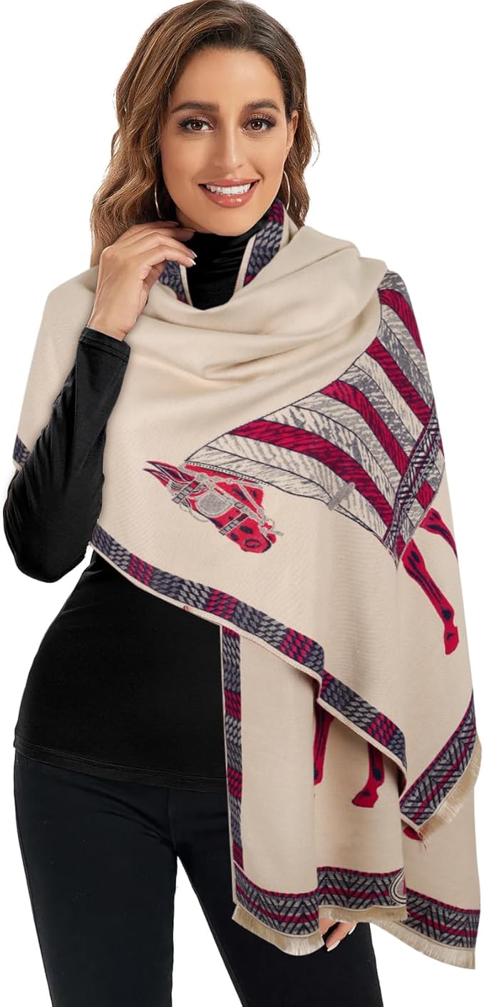 EXTREE Scarfs for Women Pashmina Silky Shawl Wrap for Evening Dressing Blanket Open Front Poncho Cape