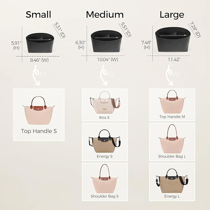 ZTUJO Purse Organizer Insert For Handbags For Le Pliage, Ultra-light Waterproof DupontPaper Upgraded Purse Organizer Insert (Black, Small)