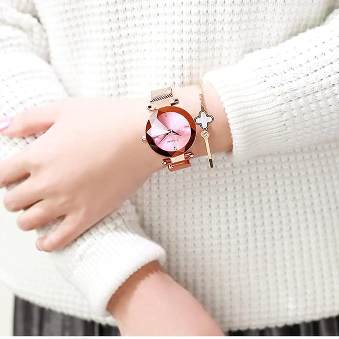 Fashion Watches for Women Rose Gold Stainless Steel Mesh Band Watch Elegant Ladies Gifts Waterproof Wrist Watch