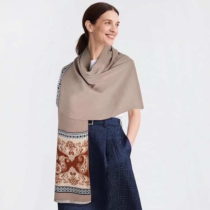EXTREE Scarfs for Women Pashmina Silky Shawl Wrap for Evening Dressing Blanket Open Front Poncho Cape