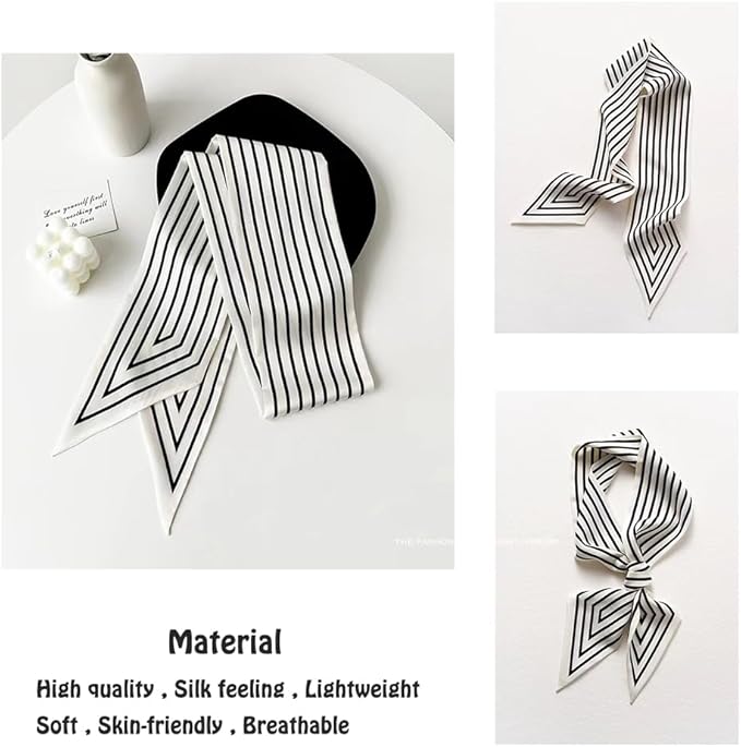 Livrerpi Silk Feeling Head Scarf Fashion Satin Hair Scarf Square Long Scarves for Women Gifts