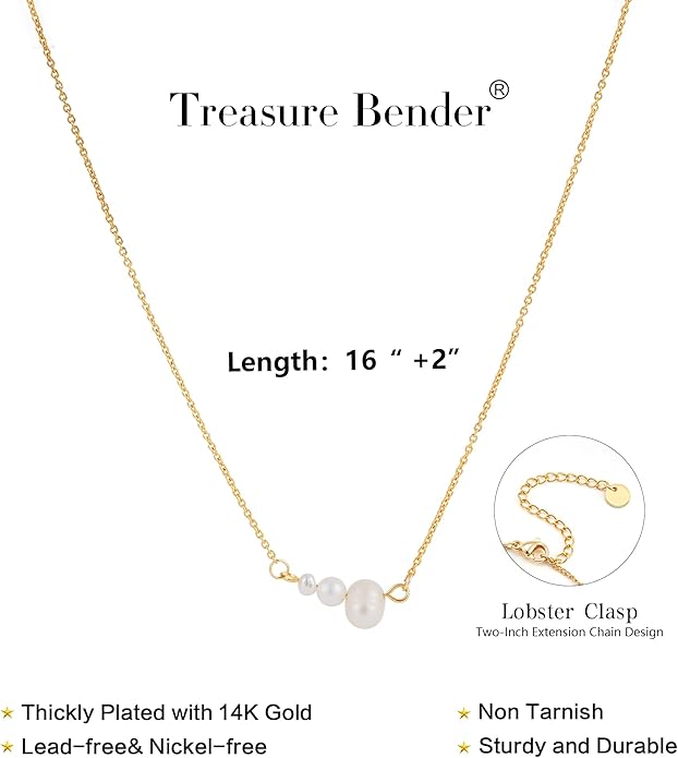 Gold Pearl Necklaces for Women Trendy 14k Gold Plated Dainty Necklace Simple Pearl Drop Single Charm Pendant Necklace Women's Jewelry Best Friend Birthday Gifts Gold Jewelry for Women