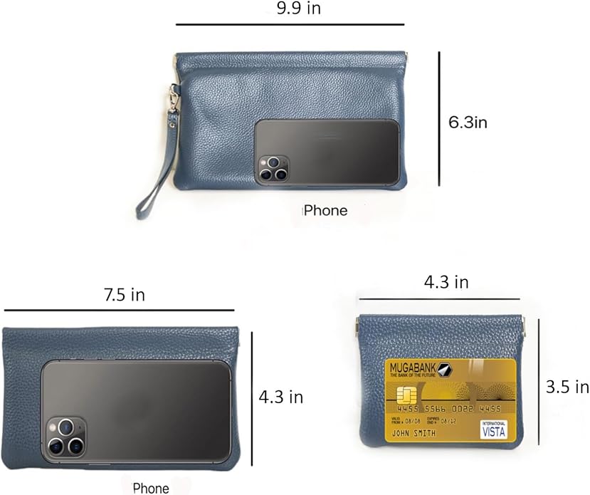 Genuine Leather Wristlet Handbags Purses Cell Phone Pocket Clutch Wallet Coin Purse For Men Women