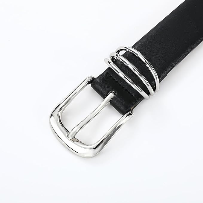 Women's Leather Belts with Gold Buckle Fashion Leather Waist Belt Elegant Ladies Belts for Jeans Dress & Casual Wear