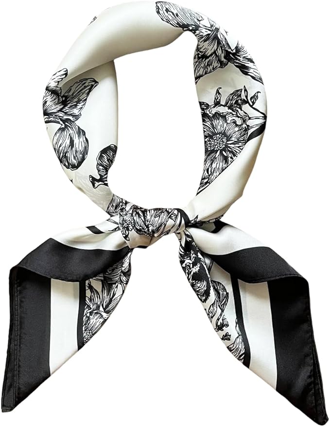 FONYVE Silk Feeling Scarf Medium Square Satin Head Scarf for Women 27.5 × 27.5 inches