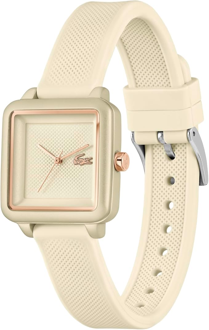 Lacoste.12.12 Flow Women's 3H Quartz Watch - Slim Silicone Strap - Square Case - Water Resistant up to 3ATM/30 Meters - Minimalist Elegance for Her - 26mm