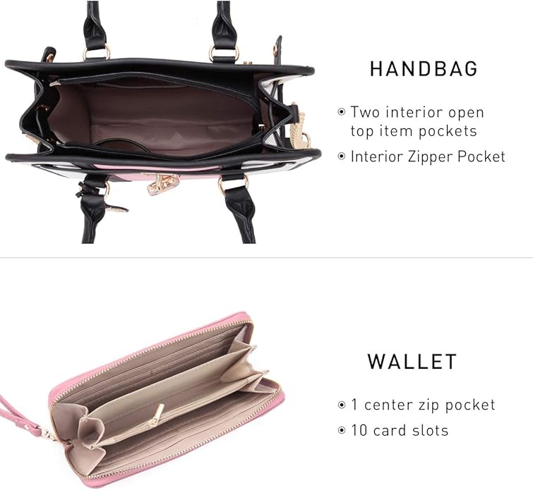 Dasein Handbags Purses Set for Women Top Handle Satchel Shoulder Bags Large Work Tote Bag with Matching Wallet