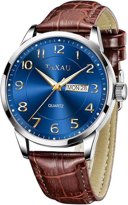 Watches for Men Luxury Analog Waterproof Classic Leather Large Face Simple Easy Read Quartz Minimalist Dress Day Date Quartz Mens Watches