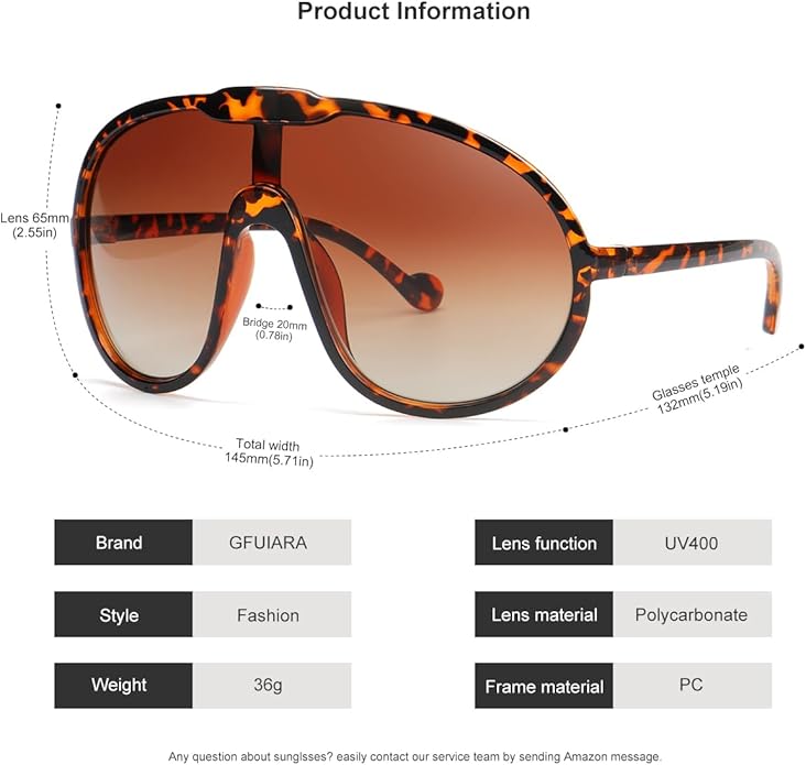 Trendy Oversized Sunglasses for Women Men Fashion Shield Aviator Sun Glasses UV400 Protection Goggles