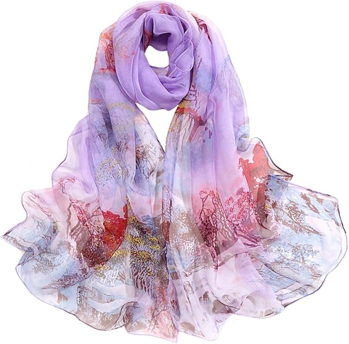 Pokeedioty Women’s Scarf Lightweight Elegant Floral Pattern Scarf Fashion Scarves Sheer Scarfs Shawls