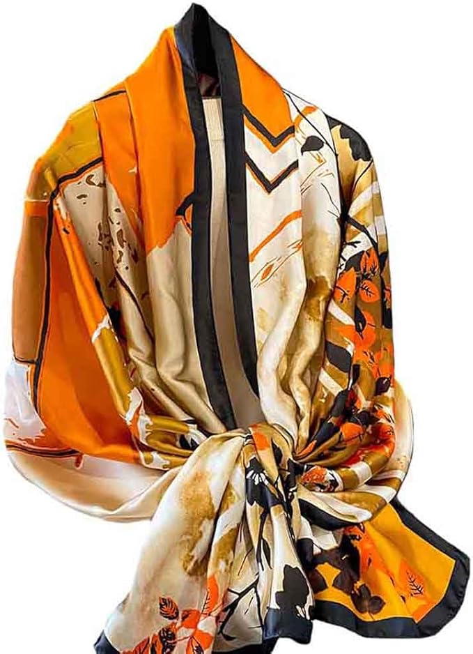Pokeedioty Scarfs for Women Lightweight Head Scarf Fashion Scarves Elegant Floral Pattern Sunscreen Shawls and Wraps