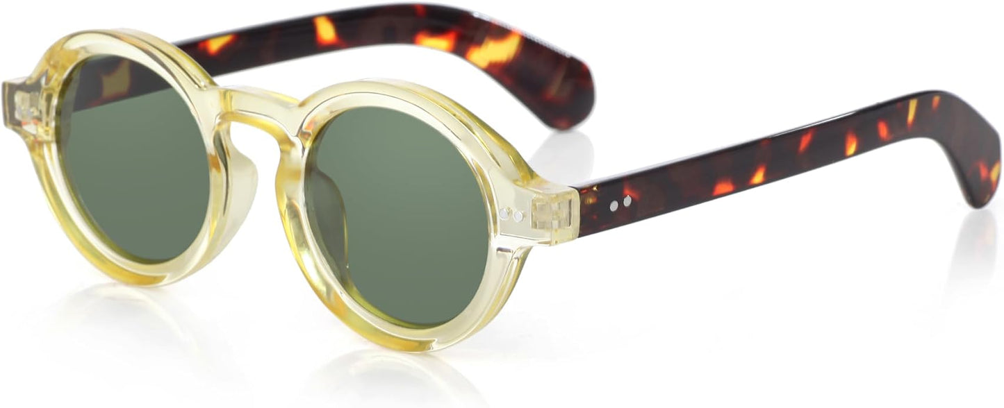 Trendy Round Polarized Sunglasses for Men Women Chunky Hippie Costume Sun Glasses 90s Circle Retro Style