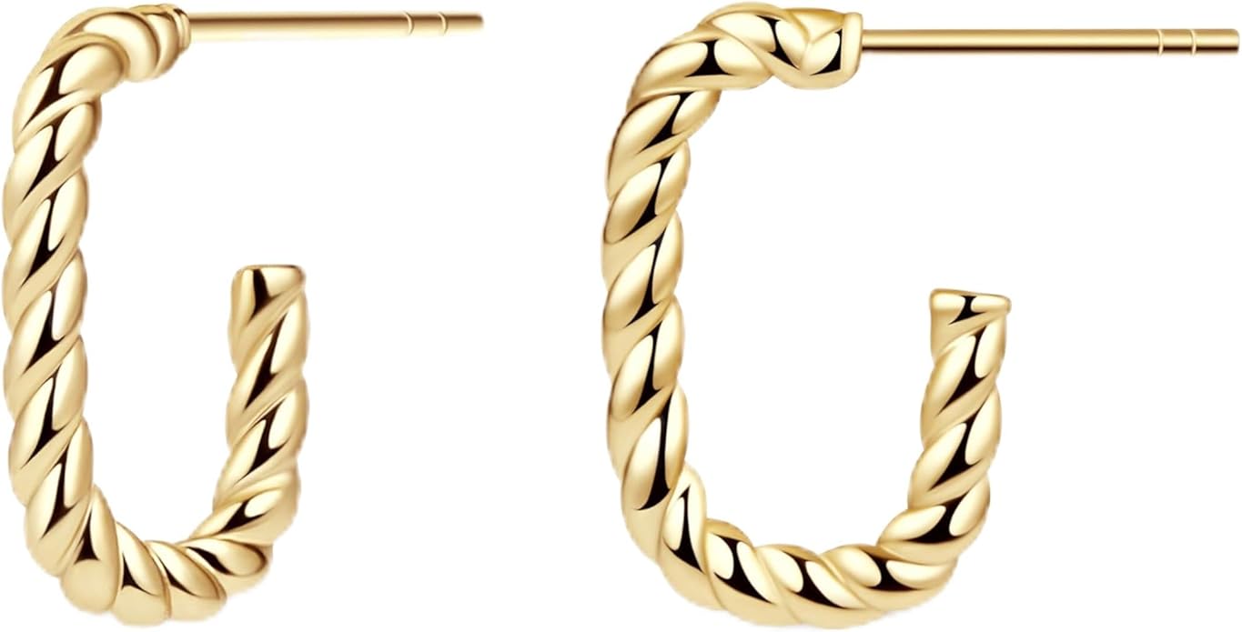 Gold Plated Statement Chunky Dangle Stud Earrings for Women, Gold Plated Hoop Knot Claw Earrings Tarnish Free Jewelry for Women Gifts