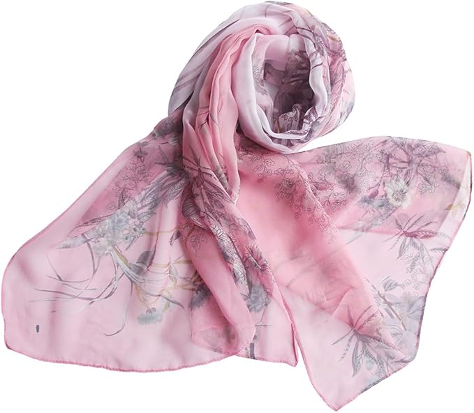 Pokeedioty Scarfs for Women Lightweight Scarves Elegant Floral Pattern Sheer Scarfs Shawls Wraps