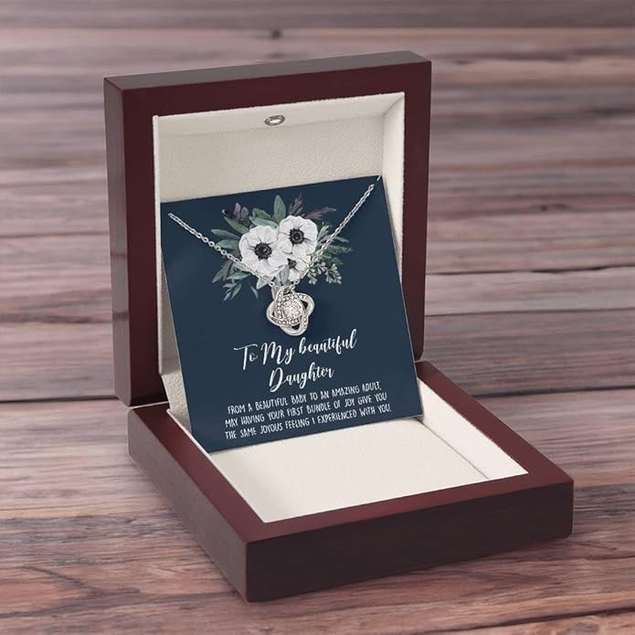 VIRAGIL To My Daughter Gift Necklace From Dad or Mom - Badass Daughter Jewelry With Heartfelt Message & Elegant Box