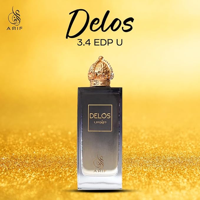ARIF Delos Perfumes – Premium Woody Oriental Eau de Parfum for Men & Women – Cognac, Oak, Tonka Bean, Vanilla, Praline, Sandalwood – Long-Lasting Unisex Fragrance – 3.4 oz