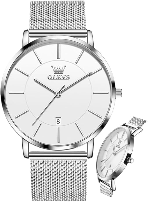 OLEVS Mens Watches Minimalist Ultra Thin Fashion Casual Analog Quartz Date Watch Waterproof Slim Simple Big Face Dress Wrist Watch Leather Band for Men
