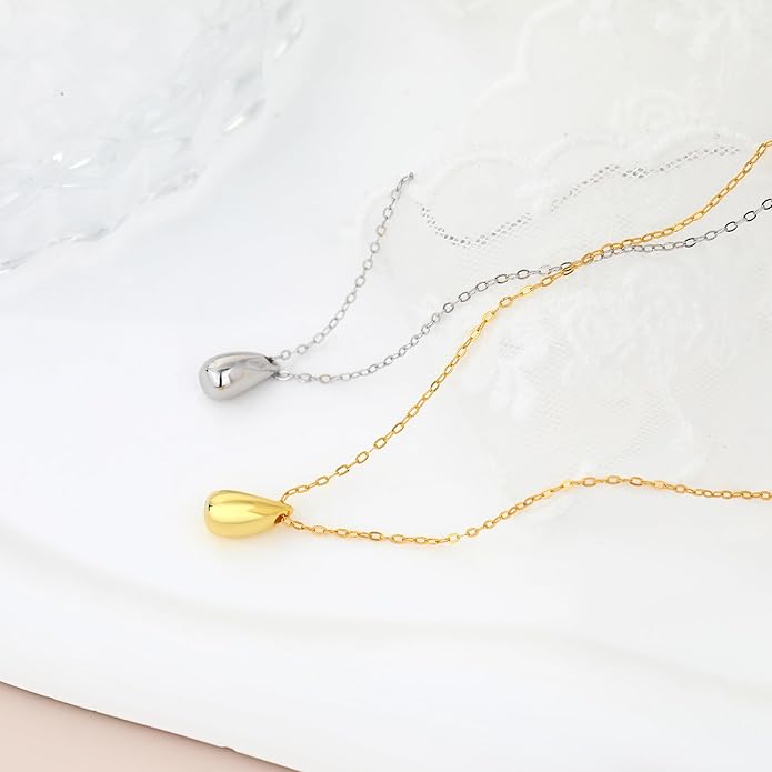EVEYE S925 Sterling Silver Necklace For Women, Teardrop Pendant Necklaces, Pear Pendant Necklace Jewelry Minimalist style Gift
