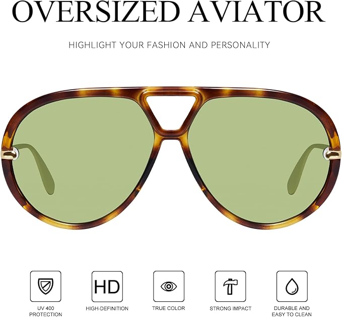 mosanana Trendy Oversized Aviator Sunglasses for Women Retro Style MS52478