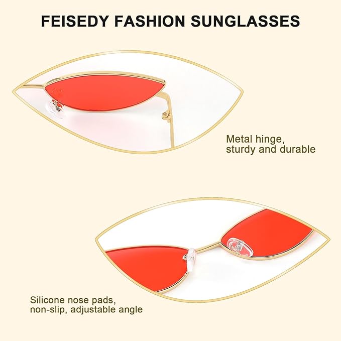 FEISEDY Fashion Designer Sunglasses Retro Small Petals Shape Arc Temple Design B2298