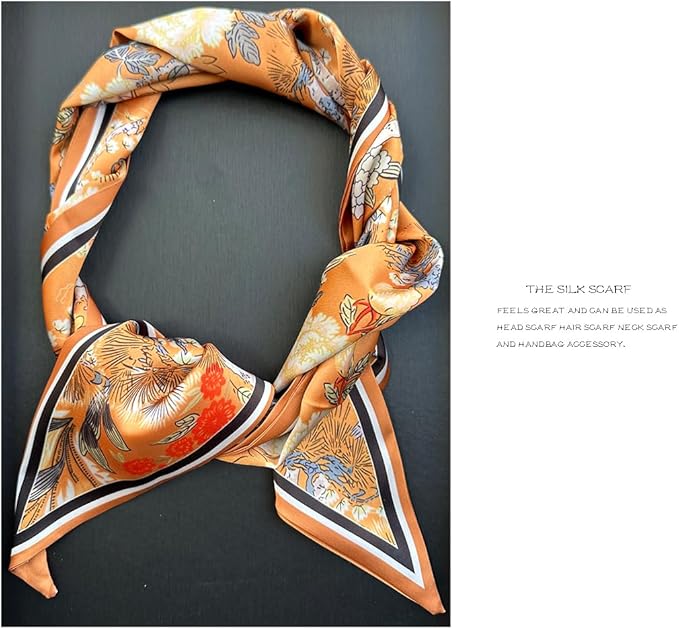 Livrerpi Silk Feeling Head Scarf Fashion Satin Hair Scarf Square Long Scarves for Women Gifts