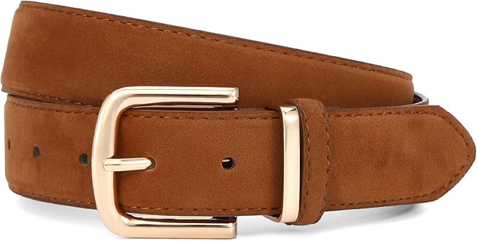HOTWILL Women Suede Belt for Jeans Dresses Fashion Chunky Ladies Waist Belts with Gold Buckle