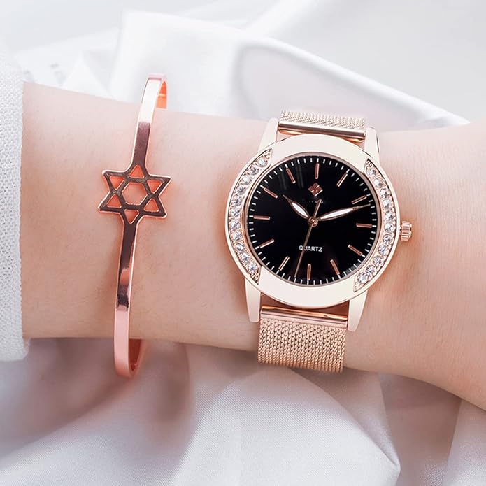 Fashion Watches for Women Rose Gold Stainless Steel Mesh Band Watch Elegant Ladies Gifts Waterproof Wrist Watch