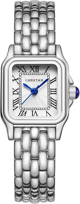CHEETAH Gold Watches for Women with Small Vintage Bracelet, Rectangular Case Roman Dial