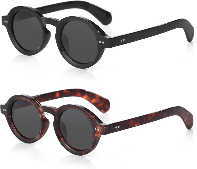 Trendy Round Polarized Sunglasses for Men Women Chunky Hippie Costume Sun Glasses 90s Circle Retro Style