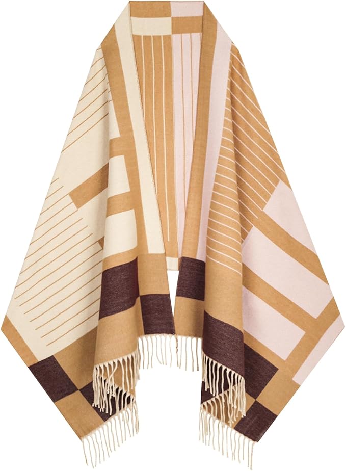 EXTREE Scarfs for Women Pashmina Silky Shawl Wrap for Evening Dressing Blanket Open Front Poncho Cape
