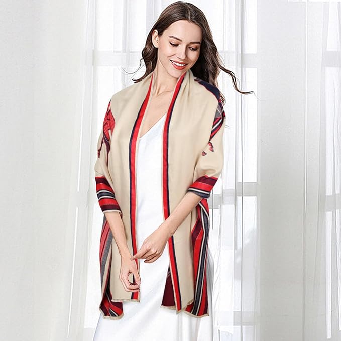 EXTREE Scarfs for Women Pashmina Silky Shawl Wrap for Evening Dressing Blanket Open Front Poncho Cape