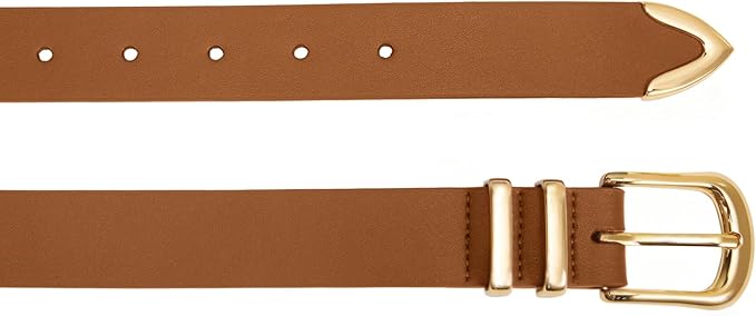 VATAN Women Leather Belt for Jeans Dresses Pants Fashion Ladies Casual Waist Belt with Gold Buckle