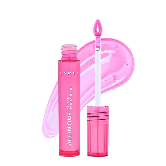 Lamel All-in-One Lip Tinted Plumping Oil - Universal Color & Moisture, Soft Balm for Day & Night Use, Lip Mask&Lip Gloss - Long-Lasting & Scented, Berry Ice 404-3ml/0.1fl.oz
