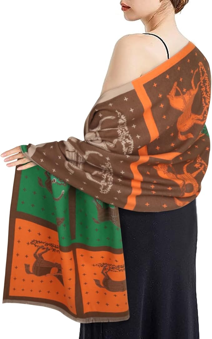 EXTREE Scarfs for Women Pashmina Silky Shawl Wrap for Evening Dressing Blanket Open Front Poncho Cape