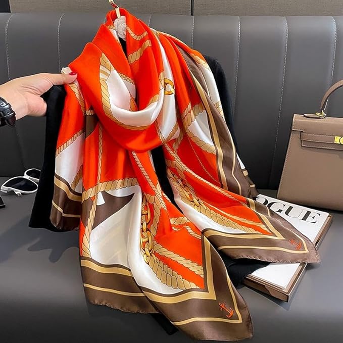 YOUR SMILE Large Mulberry Silk Feeling Long Stain Scarf Lightweight Sunscreen Shawls Wraps for Women