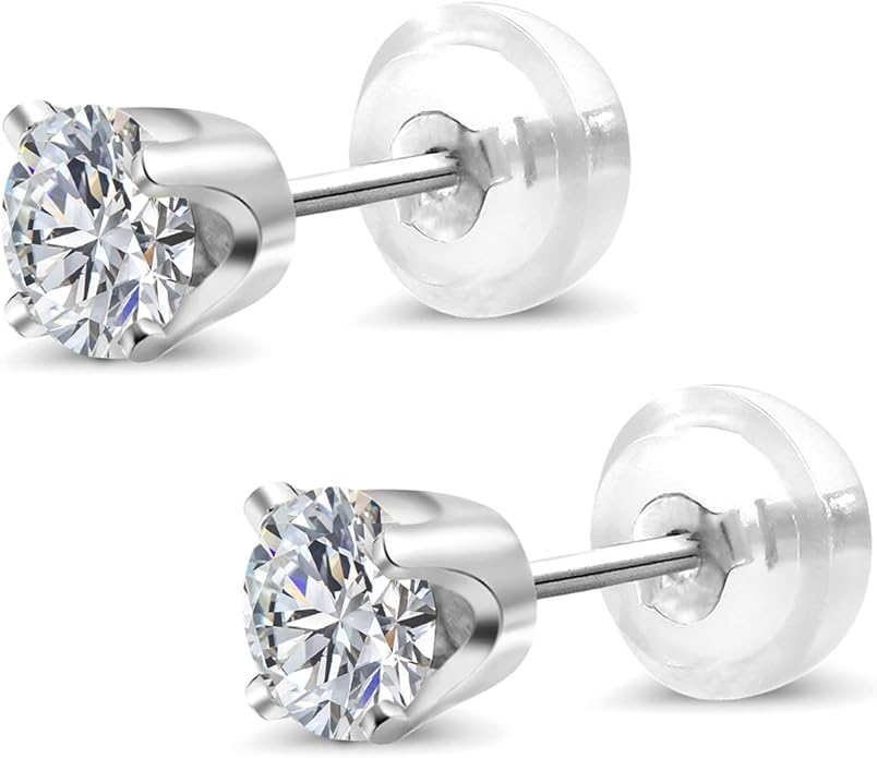 Gem Stone King 0.20 to 6 Cttw 14K Gold Lab Grown Diamond Stud Earrings | Gold Earrings For Women Men | E-F Color | VS1-VS2 Clarity