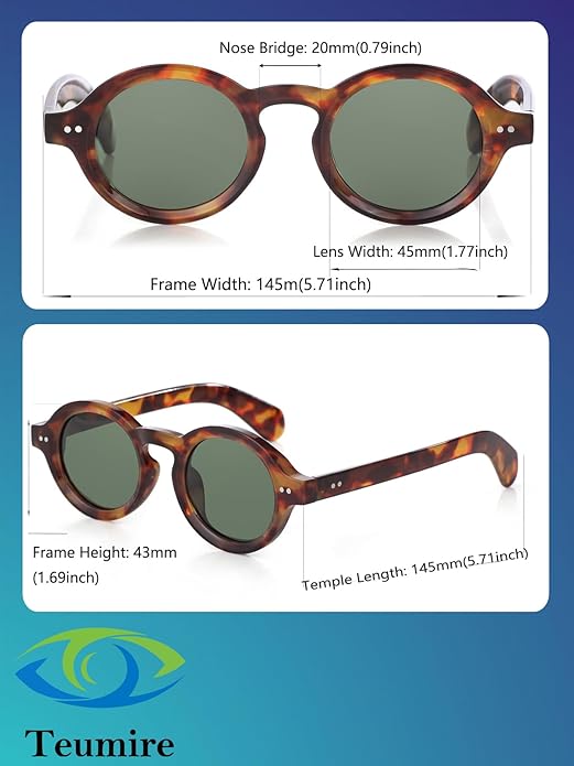 Trendy Round Polarized Sunglasses for Men Women Chunky Hippie Costume Sun Glasses 90s Circle Retro Style