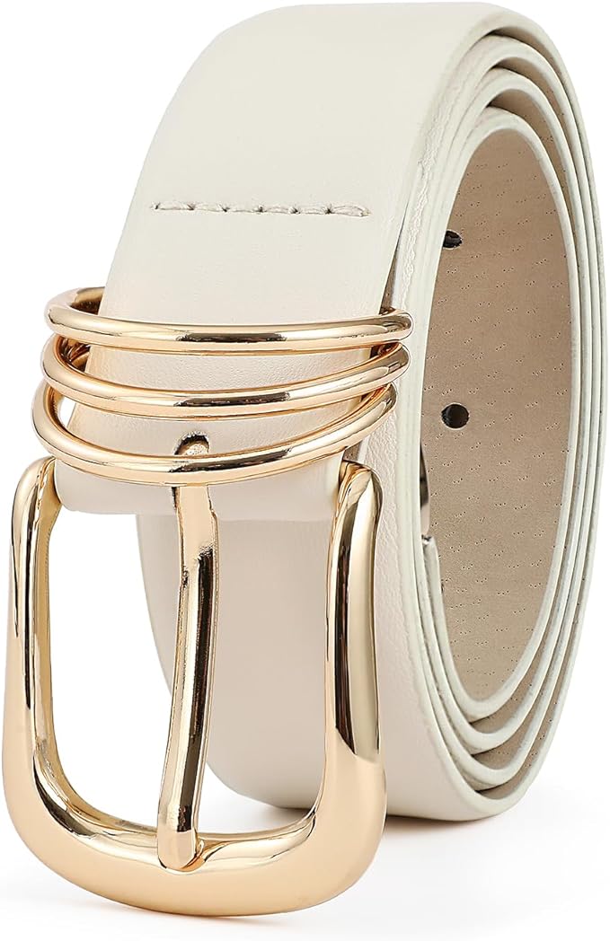 Belts for Women with Gold Buckle Faux Leather Belts Fashion Casual belts for jeans