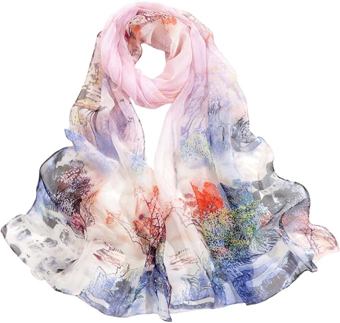 Pokeedioty Women’s Scarf Lightweight Elegant Floral Pattern Scarf Fashion Scarves Sheer Scarfs Shawls