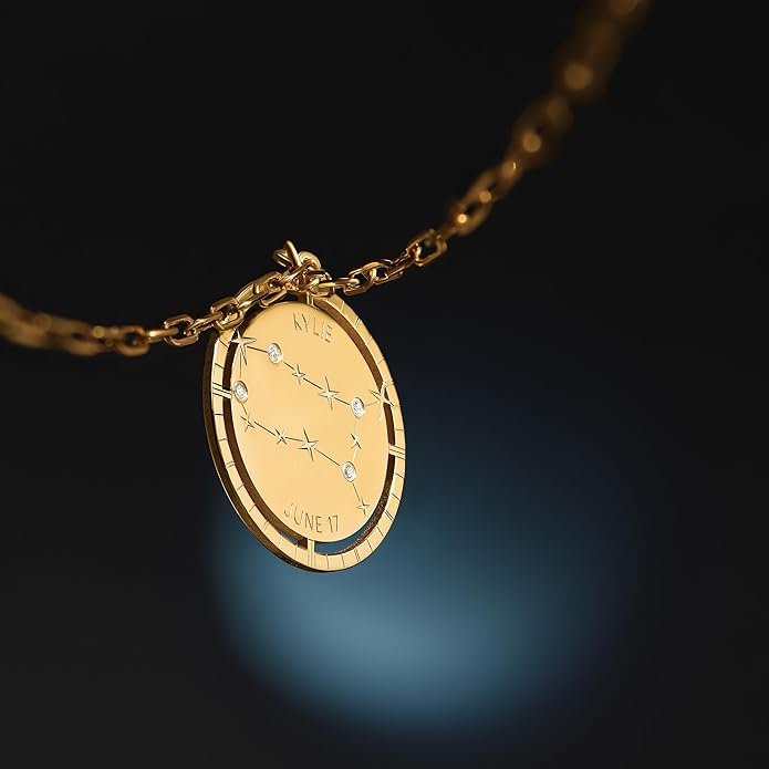 OAK & LUNA - Personalized Engraved Constellation Necklace with Diamond - Designer Gift for Her, Women, Mom - Custom Dainty Jewelry for Christmas, Mother's Day, Birthday