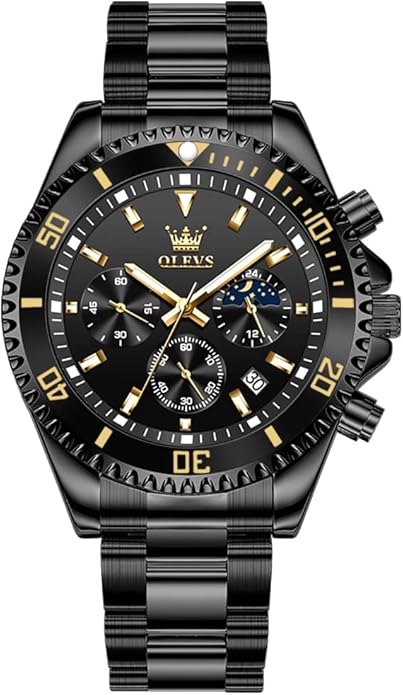 OLEVS Mens Watches Big Face Stainless Steel Waterproof Date Analog Quartz Watches Fashion BusinessWrist Watches for Men…