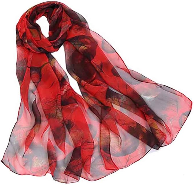 Pokeedioty Scarfs for Women Lightweight Scarves Elegant Floral Pattern Sheer Scarfs Shawls Wraps