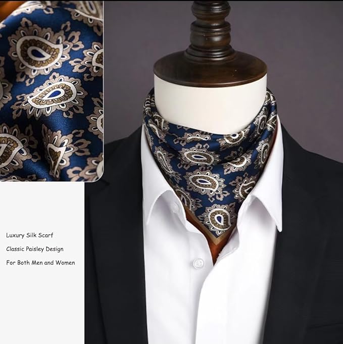 ANDANTINO 100% Real Mulberry Silk Scarf -21'' x 21''- Lightweight Neckerchief –Women Men Small Square Digital Printed Scarves